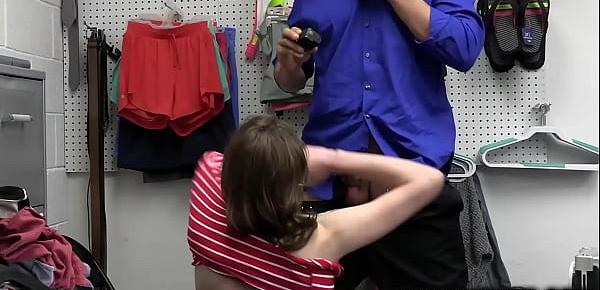  Shoplifter Tristan Summer suck the officers cock and takes it into her cunt